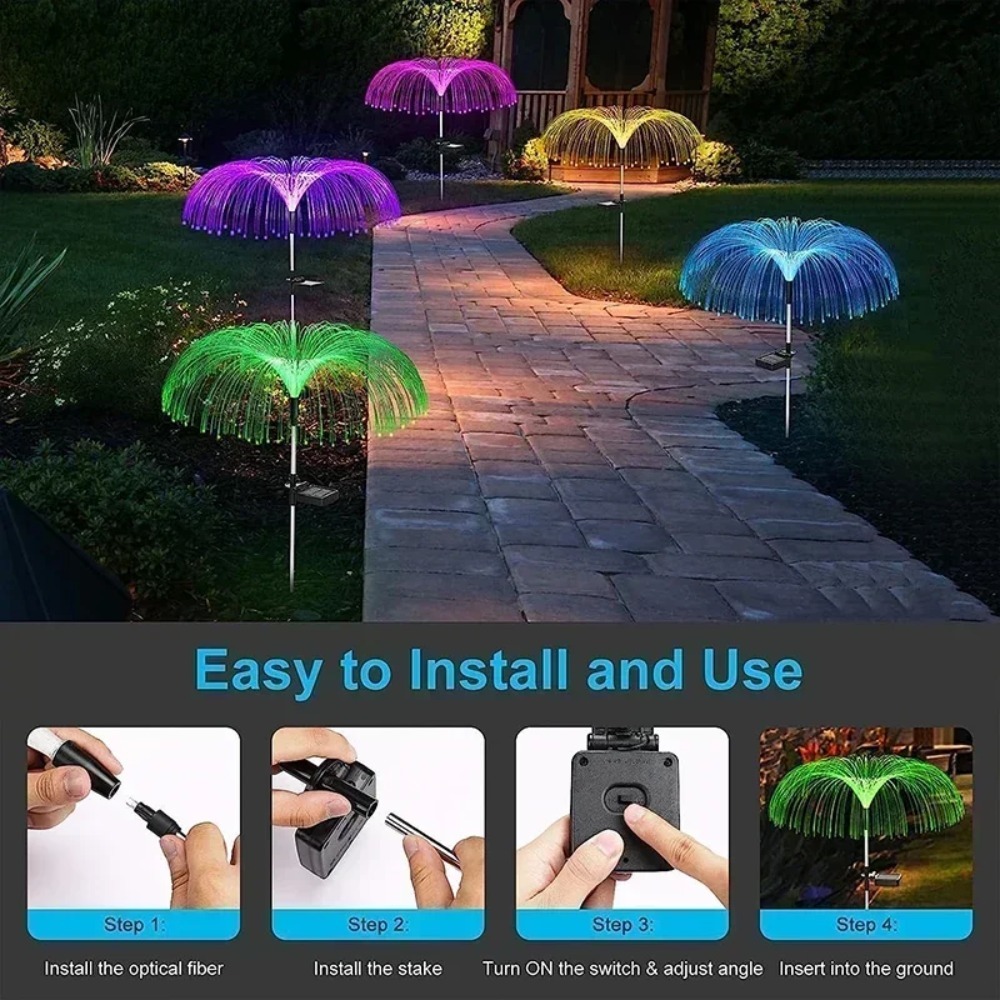 Outdoor Lighting Jellyfish - Zonne-aangedreven kwallen-tuinverlichting, kleurveranderende LED-buitenlamp met grondstekker