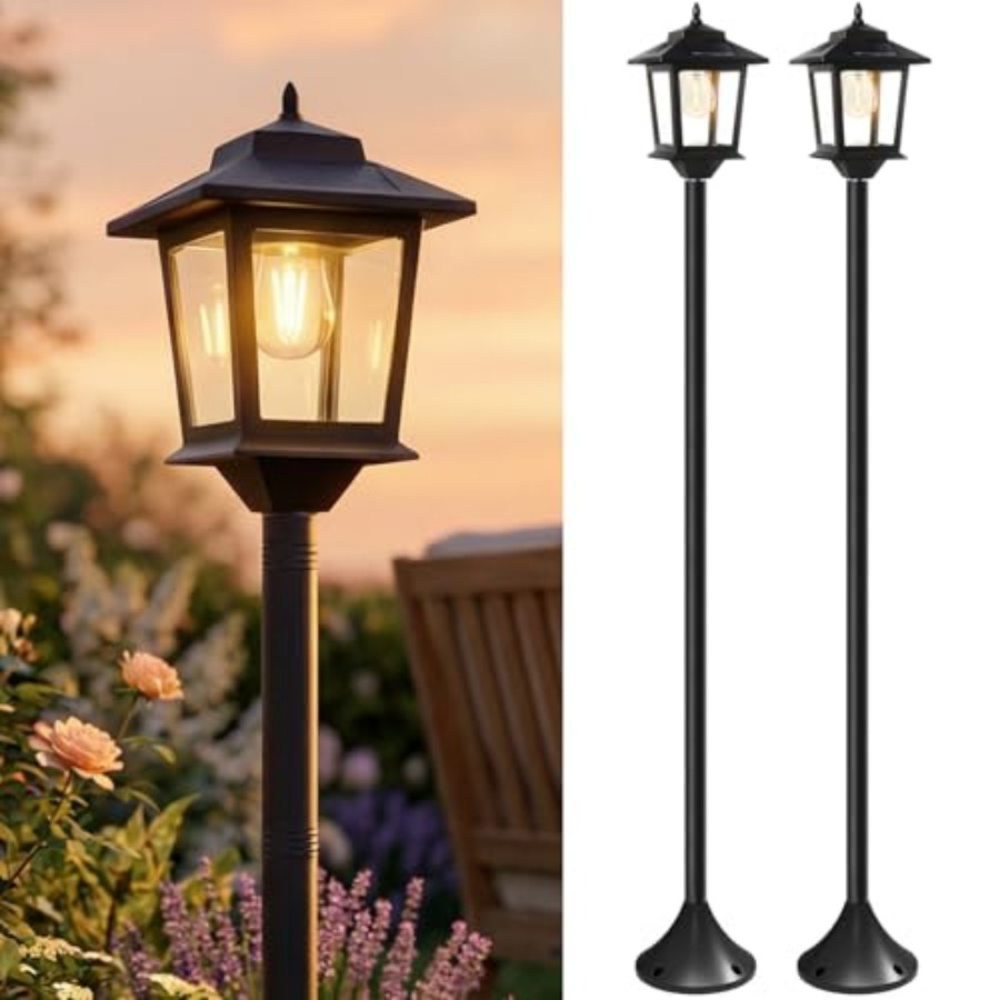 Outdoor Lighting Lamp - Buitenverlichting op zonne-energie, 2-pack 63 inch