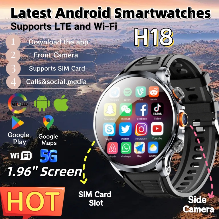Outdoor Lighting Japanese - NIEUWE 4G Android H18 Smartwatch 1.95