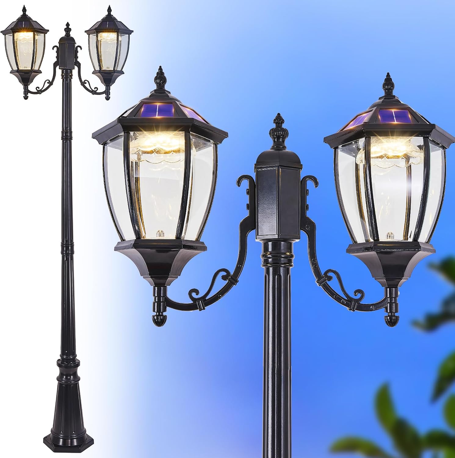 Outdoor Lighting Driveway - Buitenverlichting op zonne-energie met schemer-dageraad-sensor, waterdicht,