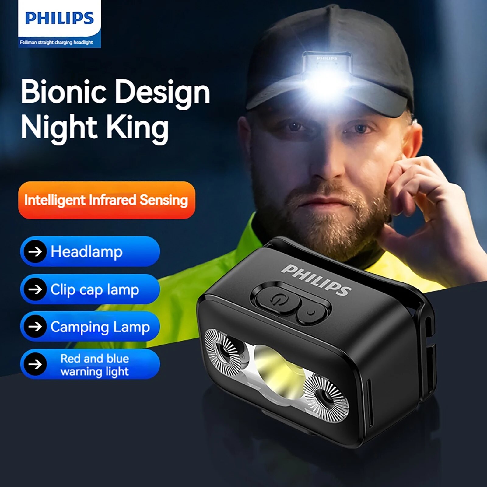 Outdoor Lighting Philips - PHILIPS LED-koplampsensor kopzaklamp Tien soorten verlichting