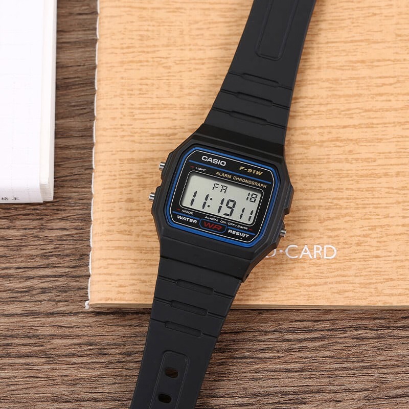 Outdoor Lighting Timer - Casio F-91W-1 Fashion Retro klein vierkant