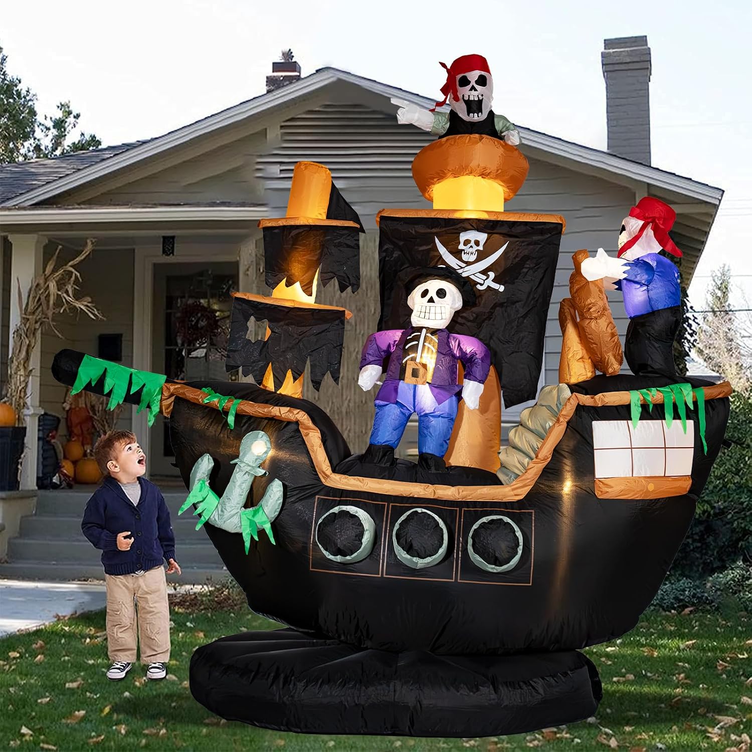 Outdoor Lighting Yard Stakes - Opblaasbaar piratenschip voor Halloween voor buiten